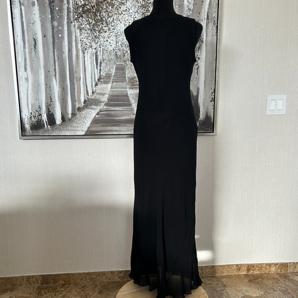 Dress Barn Women's Y2K Floral Beaded Sleeveless Black Rayon Dress - Medium - Picture 8 of 9